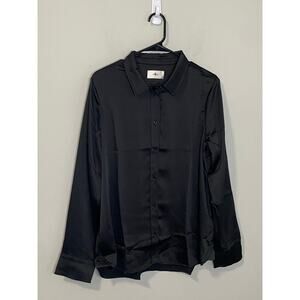 New 7 For All Mankind Black Long Sleeve Blouse Size Large